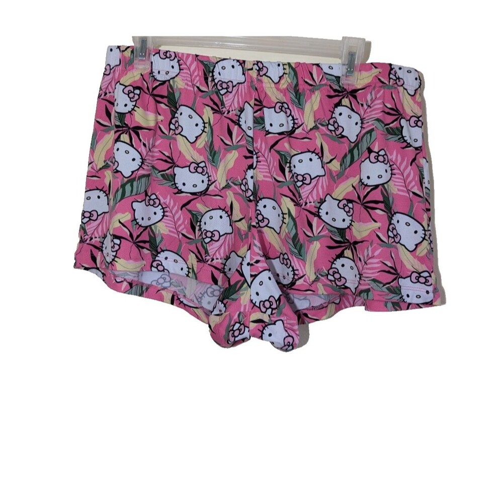 Hello Kitty Sanrio Women's Short High Rise Tropical Pull On Lounge Elastic Large